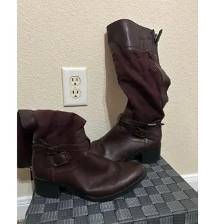 Franco Sarto Boots Womens Size 7.5 Cranberry Red Brown Suede Autumn Western Boho thumbnail 3