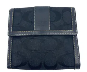 Coach Bi-Fold Black Signature C Canvas & Leather Wallet thumbnail 1