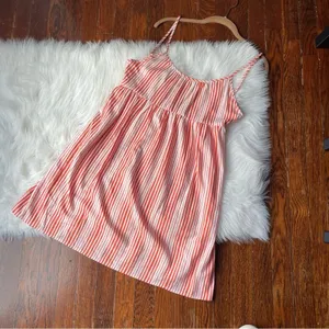 GLAM Striped Babydoll Dress Orange & Cream NWOT thumbnail 6