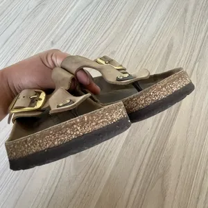 Birkenstock Tan Leather Sandals with Gold Accents thumbnail 3