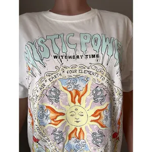 Bershka white multicolor Oversized shirt size Small "witchery time" mystic power thumbnail 6