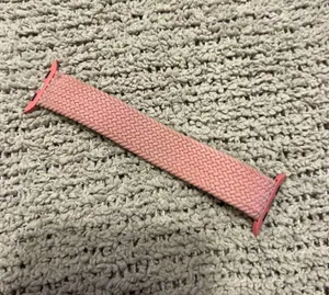 Comfortable pink braided elastic watch band with secure connectors thumbnail 1