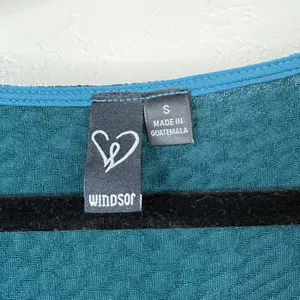 WINDSOR Teal Green Make It Shimmer Glitter Asymmetric Sheer Midi Dress Small thumbnail 9