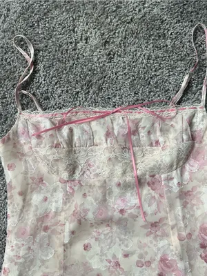 Princess Polly Floral Lace Slip Dress in Pink and Cream thumbnail 3