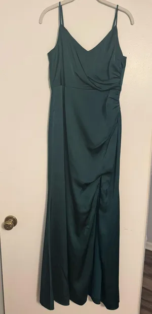 Birdy Grey Emerald Green Matte Satin Dress thumbnail 1