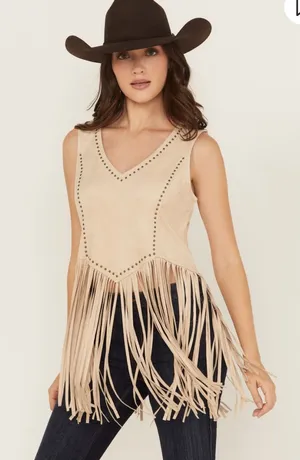 Idyllwind Monticello Fringe Faux Suede Studded Tank Size Small thumbnail 1