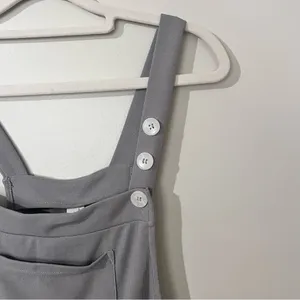 Halara Women’s Overalls Medium Gray Waffle Knit Casual Minimalist Comfy Capsule thumbnail 3
