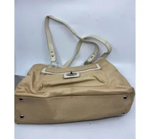 COACH Medium/ Large Leather Tan White Shoulder Bag thumbnail 7