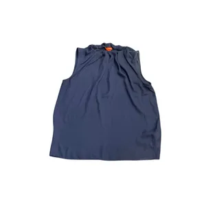 Joe Fresh Sleeveless Navy Blue Pleated Mock Neckline Blouse M Flowy Lightweight thumbnail 3