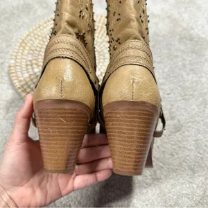 Dingo Addie Women’s Harness Boots Mid-Calf Rhinestone Western Rodeo Cowgirl Tan thumbnail 7