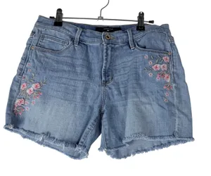 Tommy Hilfiger Jeans‎ Women's Denim Shorts Size 4 Embroidered Floral Frayed Hem thumbnail 1