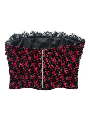 For Love & Lemons Berry Bud Velvet Floral Bustier Top Size Small thumbnail 5