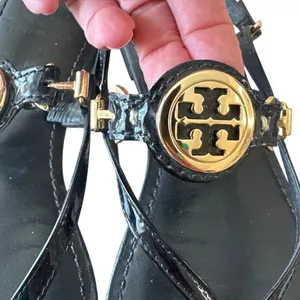 Tory Burch Ali Black Logo‎ Sandals 8.5 thumbnail 9