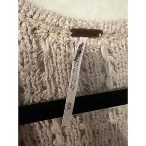 Free People V-Neck Dolman Sweater Oatmeal Beige Open Knit Cotton‎ Blend Size M thumbnail 2