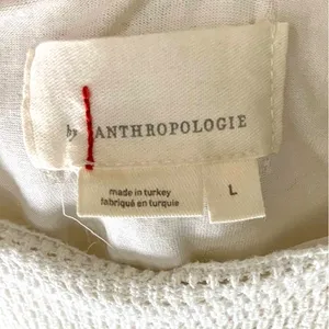 by Anthropologie Large Ivory Ruffled Pointelle Mini Dress thumbnail 6