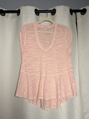 We The Free Slub Knit Peplum Sleeveless Top in Light Pink Size Small thumbnail 2