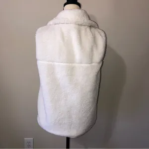 Abercrombie & Fitch Soft A&F Sherpa Fleece Vest Off White Black Size Small Zip thumbnail 6