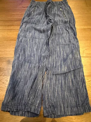 Athleta Athleta Cabo Linen Wide Leg‎ Pant - Blue - Smocked Waist - 2 - C31-050 thumbnail 4