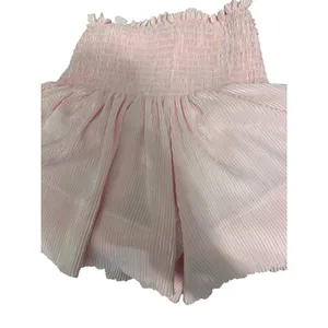 Queen of Sparkles Pink Iridescent Smocked Pleated Skort XS Womens Metallic thumbnail 3