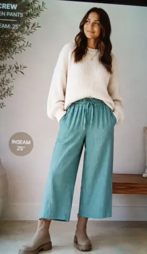 J.Crew Wide Leg Seaside Linen Womens Pant Pull On Casual Chic Vacation Size Smal thumbnail 1