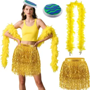 Yellow Sequin Skirt and Feather Boa Set thumbnail 2