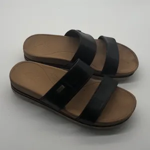 Reef Cushion Vista Hi Black Tan Platform Double Strap Slide Sandals Womens 8 thumbnail 2