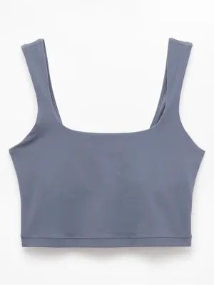 New Athleta XS Transcend Square Neck Crop Sports Bra A-C X-Small Slate Grey thumbnail 4