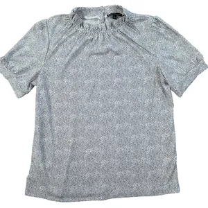 Adrianna Papell Dotted Short Sleeve Blouse Women's Medium Ruffle Collar White thumbnail 1