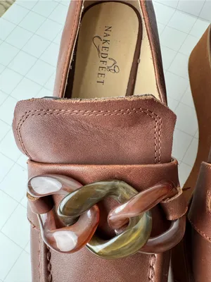 Naked Feet Mauve Platform Loafers with Chain Detail thumbnail 12