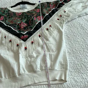 ✨ Vintage‎ Hazelwood Exclusive Women’s White Western Fringe Top Small thumbnail 10