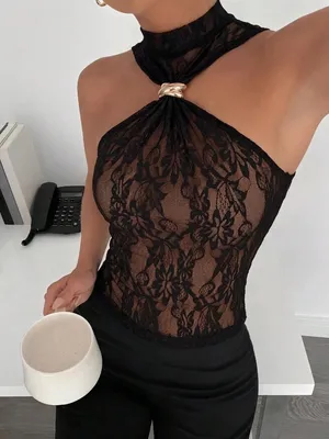 SHEIN Siren Gaze Black See-Through Lace Camisole | Small (S) thumbnail 1