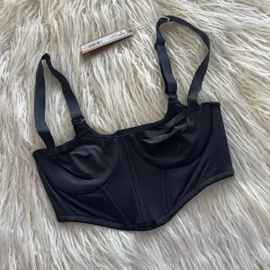 Skims Logo Shine Corset Balconette Bra Onyx Size 32A thumbnail 2