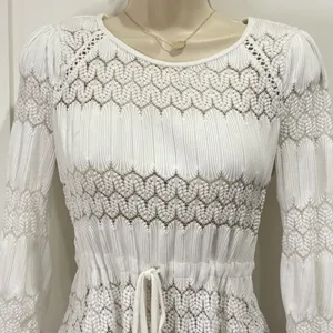Free People Fire Island Blouse Crochet 3/4 Sleeve White Small Festival Boho Chic thumbnail 6