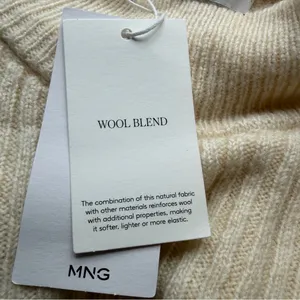 Mango MNG Wool Blend Layered Mock Neck Sweater Cream L NWT Quiet Luxury thumbnail 7