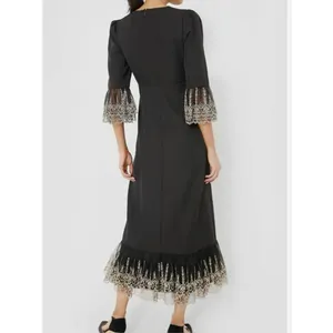 TUCKERNUCK Pomander Place Lilith Black Gold Ruffle Midi Cocktail Dress NWT M thumbnail 3