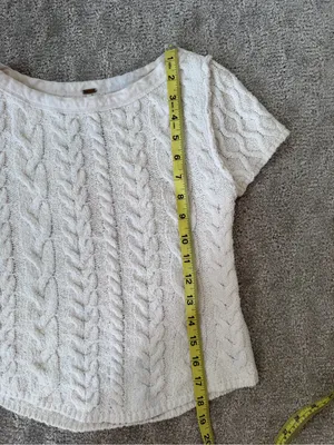 Free People Baby Cable Tee in Ivory Off White Size Small Cotton Blend Boho thumbnail 7
