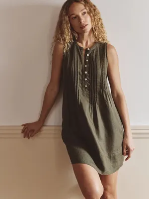 Quince 100% European Linen Sleeveless Swing Dress Bayberry Olive Size M NWOT thumbnail 9