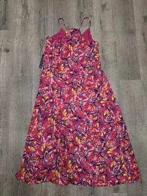 NWT Nicole Miller Women's Floral Maxi Dress Sleeveless Pink Multicolor XL thumbnail 3