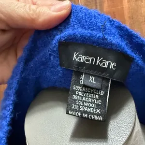 Karen Kane Electric Blue Plush wool blend yarn blouson Crewneck Sweater SzXL thumbnail 4