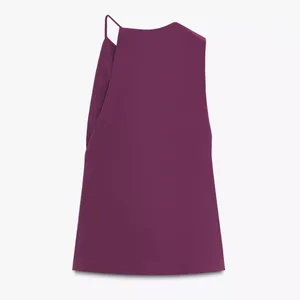 Zara NWT plum asymmetrical cowl neck draped sleeveless top thumbnail 9
