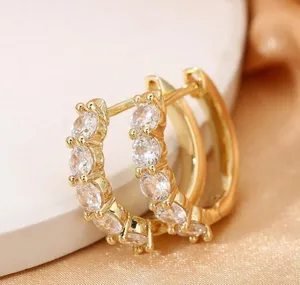 CZ Cubic Zirconia Gold Hoop Earrings for Women thumbnail 2