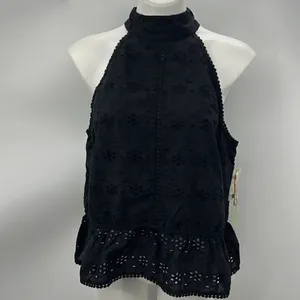 Ryegrass black eyelet halter top extra large Black Size XL thumbnail 2