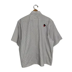 Las Olas Vintage Pinstripe Ladybug Embroidered Short Sleeve Button Down Shirt Lg thumbnail 3