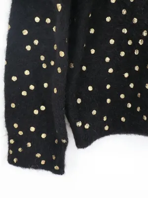 Sézane Lizy Cardigan Black Gold Metallic Dot Mohair Wool Blend Sweater Small thumbnail 10