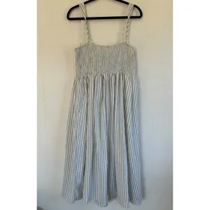 NWT Altar'd State Blue Ivory Striped Midi Dress XL Smocked Milkmaid‎ Cottageore thumbnail 2