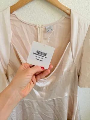 Selfie Leslie Champagne White Short Sleeve Mini Dress Asymmetrical Cowl Neck L thumbnail 7