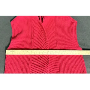 Chico's Size 0 - US 4/Small Red Sleeveless Open Front Long Cardigan Vest Cotton thumbnail 7