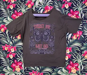 Trust Me Let Go.. The Universe Butterfly Green Top Size L/XL thumbnail 1