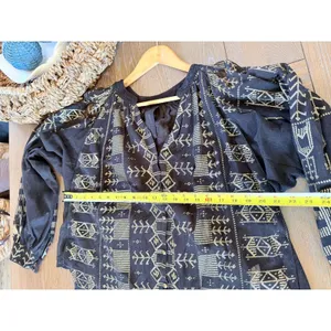 Free People New Romantics Palacio Blouse Womens Black‎ Gold XS thumbnail 8