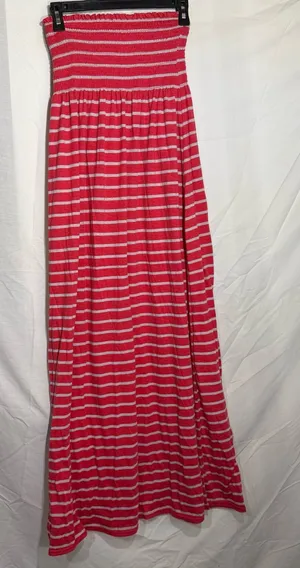 Faded Glory Orange Strapless Striped Maxi Dress Size Medium thumbnail 1